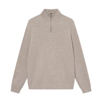 Les Deux Turtlenecks, male, Beige, S, Eduard Half Zip Knit Jumper