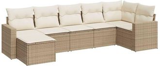 vidaXL Vidaxl - Set Sof&aacute;s De Jard&iacute;n 7 Piezas Y Cojines Rat&aacute;n Sint&eacute;tico Beige