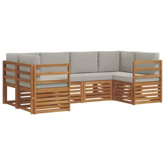 vidaXL Conjunto De Sof&aacute; Seccional Con Coj&iacute;n 6 Pcs Gris Natural Y Claro Vidaxl