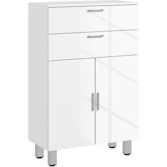 Kleankin Kleankin - Mueble Auxiliar Ba&ntilde;o Moderno Armario De Ba&ntilde;o Con 2 Cajones Armario Y Estantes Ajustables Mueble De Almacenaje Carga 35 Kg 60x30x93 Cm