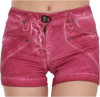 Plein Sud Denim Shorts, female, Pink, Size: 3XS Mid Waist Mini Denim Shorts