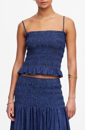 Madewell Smocked Denim Tank Top in Rinse Wash at Nordstrom Rack, Size X-Large