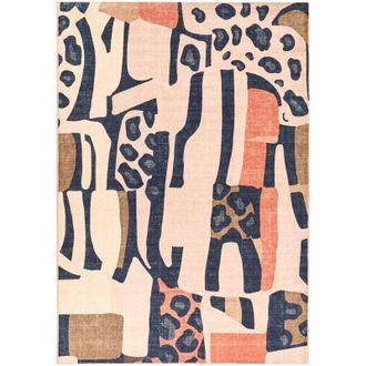 Beliani Area Rug Multicolour Fabric 160 x 230 cm Modern Abstract Pattern Living Room Bedroom For Underfloor Heating Anti-Slip Bottom INHISAR