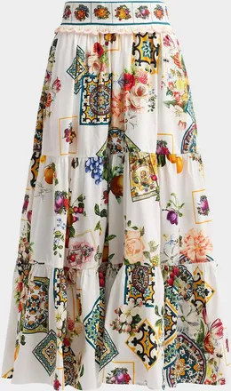 Camilla Magic Of The Mercado Cotton Midi Skirt