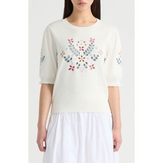 NVLT Eyelet Embroidered Sweater in Marshmallow at Nordstrom Rack, Size X-Large