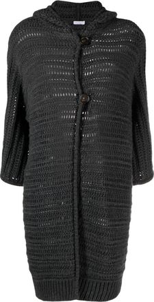 Brunello Cucinelli hooded midi cardi-coat - women - Cashmere - M - Grey
