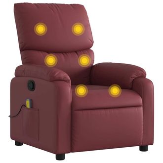 vidaXL Poltrona Massaggiante Reclinabile Rosso Vino In Similpelle - Vidaxl
