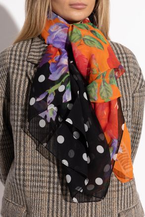 Moschino Floral Motif Scarf, Unisex, Orange