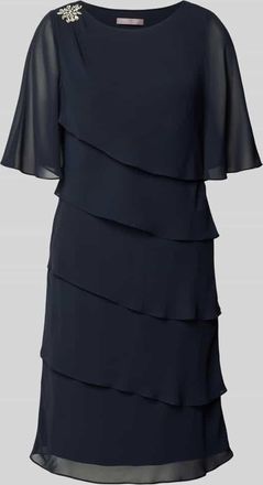 Christian Berg Cocktail Relaxed Fit Kleid mit Ziersteinbesatz in Marine Melange, Gr&ouml;&szlig;e 34