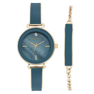 Anne Klein Quartz Blue Dial Ladies Watch and Bracelet Set AK/3620BLST