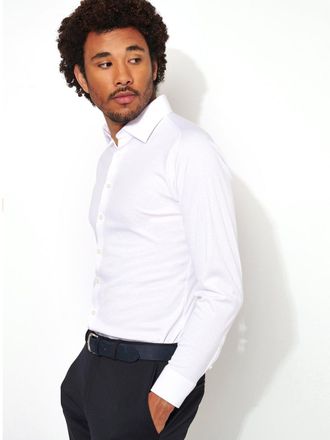 DeSoto Langarmhemd DESOTO Jerseyhemd Casual Kent, Herren, Gr. 3XL, N-Gr, weiss (wei&szlig; piqu&eacute;), Jersey, Obermaterial: 100% Baumwolle, unifarben, slim fit normal