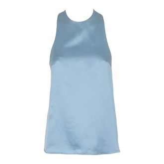 Loulou Studio Sleeveless Tops, female, Blue, M, Silk Tank Top