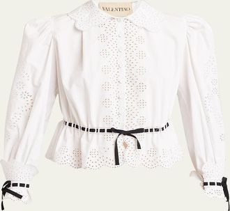 Valentino Garavani Eyelet-Embroidered Poplin Shirt