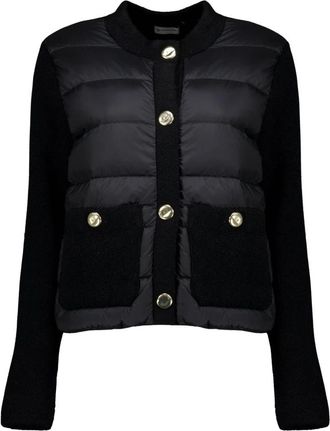Moncler Cardigan Bi-Mati&egrave;re - - Knitwear - Donna - Nero - M