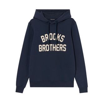 Brooks Brothers Terry Logo-Geborduurde Hoodie - Dames - Hoodies - Blauw - S - Katoen - Hoodies & sweatvesten