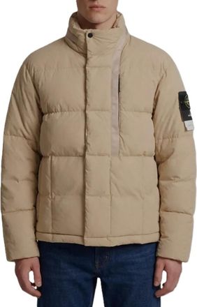 Stone Island Piumino Corto Logo - - Jackets - Uomo - Marrone - M