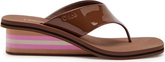 Chlo&eacute; Swimming Cool 45 Patent Leather Wedges - Brown - 37 (IT37/ UK4)