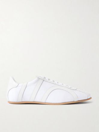 Toteme Sneakers In Tela Di Cotone Con Finiture In Pelle - Bianco