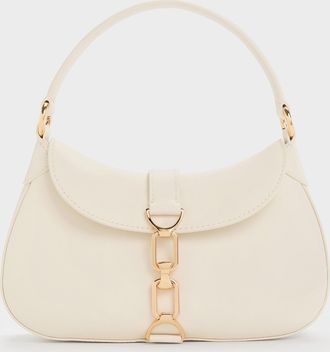Charles & Keith Agatha Chain-Accent Hobo Bag