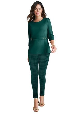 Jessica London Ponte Belted Top in Emerald Green at Nordstrom, Size Medium