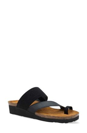 Naot Sia Toe Loop Sandal in Black/Black Elastic at Nordstrom, Size 11Us