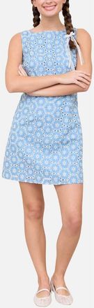 Blu Pepper Embroidered Eyelet Denim Minidress in Light Denim at Nordstrom, Size Medium