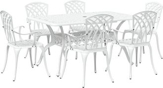 vidaXL 7 Piece Garden Dining Set White Cast Aluminium vidaXL