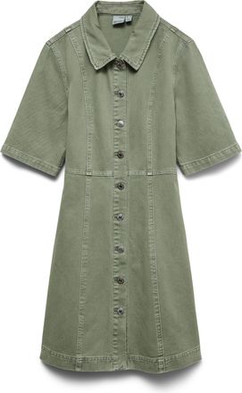 Vero Moda Jeanskleid VERO MODA VMDAISY 2/4 SHORT DENIM DRESS NOOS, Damen, Gr. XL, N-Gr, laurel wreath detail:washed, Denim/Jeans, Obermaterial: 100% Baumwolle, 