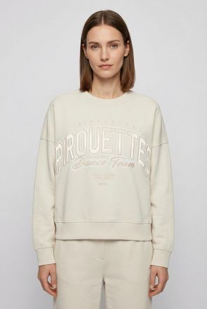 Boss Orange by Hugo Boss Sweater BOSS ORANGE Ever Premium Damenmode, Damen, Gr. XL (42), open wei&szlig; 118, Sweatware, Obermaterial: 100% Baumwolle, bestickt, unifarben, oversize 