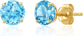 MAX + STONE 14k Yellow Gold 6MM Round Stud Gemstone Earrings