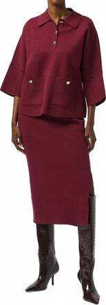 Joseph Ribkoff Sweater Knit Midi Skirt In Merlot