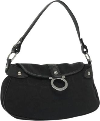 Ferragamo Pre-owned Shoulder Bags, female, Black, Size: ONE SIZE Pre-owned Canvas Handbag