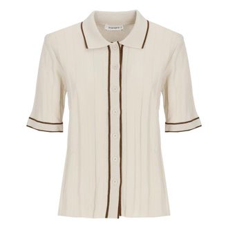 KANGRA Cardigans, female, Beige, Size: M Cashmere Cotton Polo Shirt