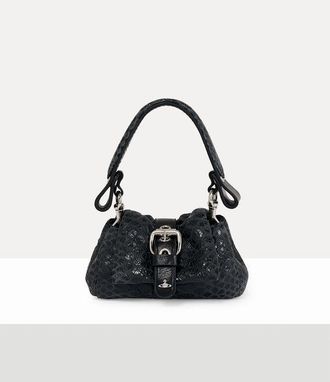 Vivienne Westwood Hazel Treasure Charm Snake-effect Leather Dark-grey