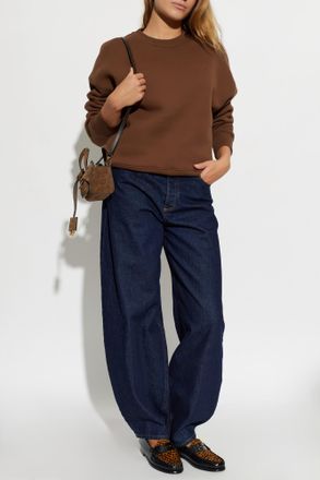 Ami Cotton Crew Neck Sweatshirt, Womens, Brown