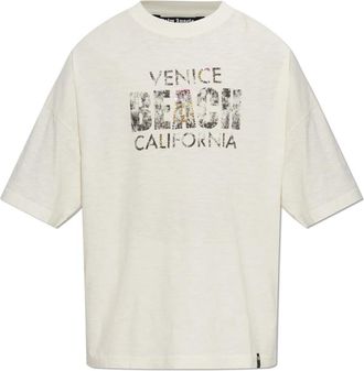 Palm Angels T-shirt met print - Heren - T-shirts - Beige - L - Katoen - Tops