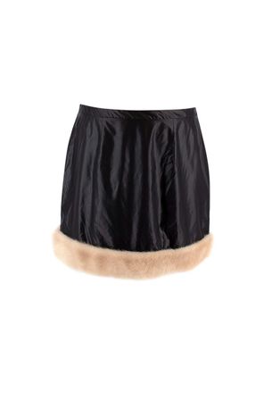 Christopher Kane Mink Trimmed Nylon Mini Skirt Size S