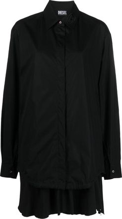 Diesel extra-fabric-detail shirt - women - Cotton/Cotton - 42 - Black
