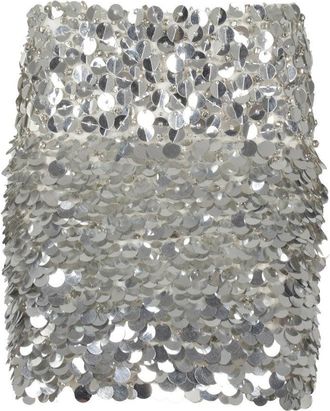 Des_Phemmes Layered Silver Sequin Skirt With Soft White Lining