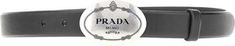Prada Leather belt with logo buckle Woman 75