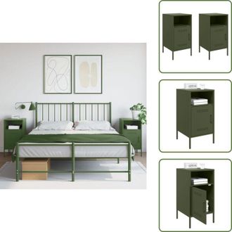 vidaXL Credenze verde oliva - vidaXL Comodini 2 pz Verde Oliva 36x39x68 cm in Acciaio - Credenze con anta