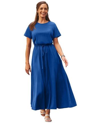 Jessica London Drawstring Maxi Dress in Dark Sapphire at Nordstrom, Size Medium