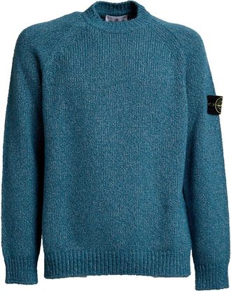 Stone Island Textured Knit Sweater With Crew Neckline And Distinctive Sleeve Patch