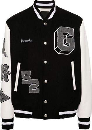 Givenchy colour-block bomber jacket - men - Calf Leather/Wool/Polyamide/Cupro/Cotton/Polyester - 50 - Black