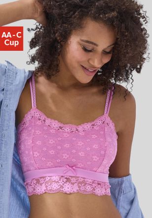 Vivance Bralette-BH VIVANCE Anisa, Damen, Gr. 70, Cup AA, pink, Spitze, Obermaterial: 86% Polyamid, 14% Elasthan, BHs Bralette-BH, aus blumiger Spitze in leic