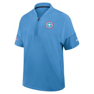 Nike Tennessee Titans Sideline Coach Nike Mens NFL 1/2-Zip Short-Sleeve Hooded Jacket in Blue | 03BO085K9V-2J5