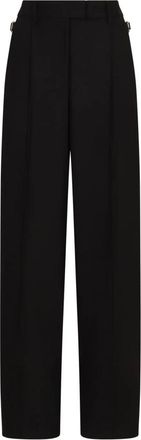 PT01 High-Waisted Wide-Leg Broeken - Dames - Wijde Broeken - Zwart - M - Leer - Broeken