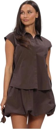 Ydence Ydence, Dames, Blouses & Shirts, Bruin, Maat: M Katoen