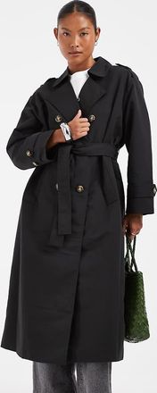 Vero Moda Petite trench lungo con cintura nero