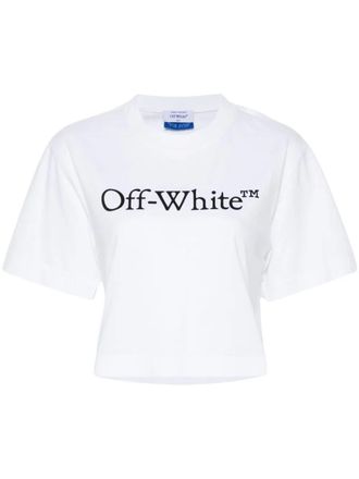 Off-white Big Logo Bookish Crop Tee White Black
